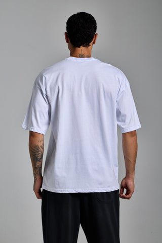 beyaz erkek basic oversize premium t-shirt passion athletics