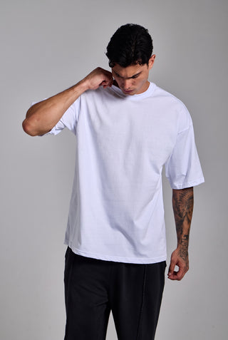 beyaz erkek basic oversize premium t-shirt passion athletics