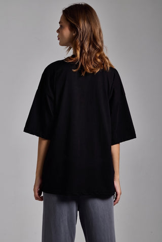 siyah kadin basic oversize premium t-shirt passion athletics