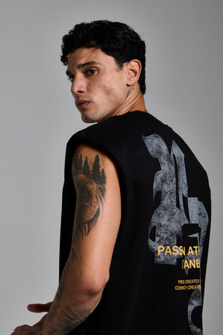 siyah erkek p.a. graphic tank top passion athletics
