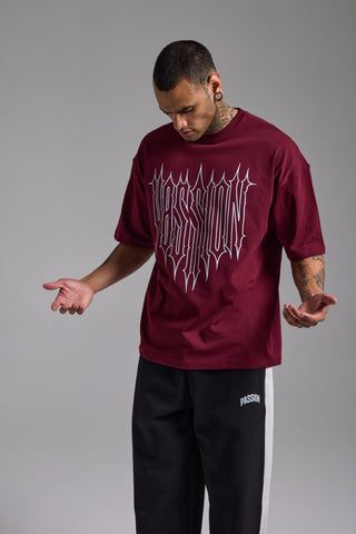 Passion Typo Oversize Fit Tshirt | Vişne
