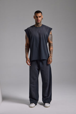 Washed Spike Oversize Tank | Puslu Siyah