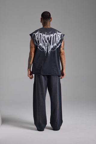 Washed Spike Oversize Tank | Puslu Siyah