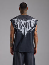 Washed Spike Oversize Tank | Puslu Siyah