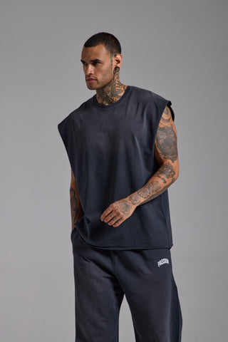 Washed Spike Oversize Tank | Puslu Siyah