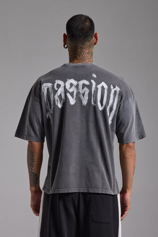 Washed Passion Brush Boxy Fit Tshirt | Füme