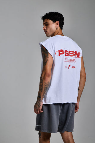 beyaz erkek pssn graphic tank passion athletics
