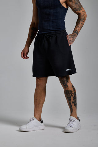 puslu siyah erkek washed basic shorts passion athletics