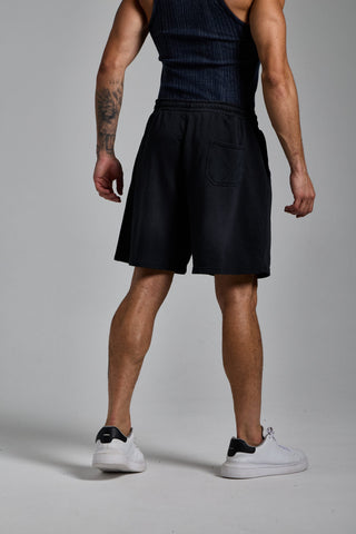 puslu siyah erkek washed basic shorts passion athletics