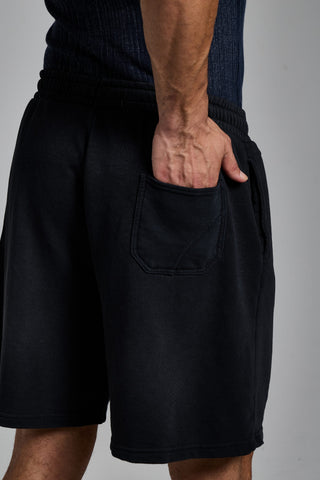 puslu siyah erkek washed basic shorts passion athletics