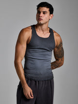 Washed Ribbed Tank Top | Gri