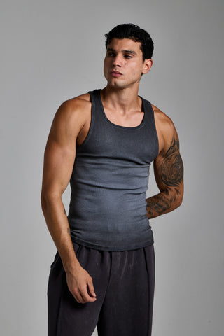 gri erkek washed ribbed tank top passion athletics