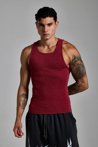 kırmızı erkek washed ribbed tank top passion athletics