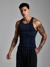 Washed Ribbed Tank Top | Lacivert