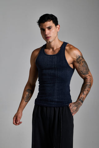 lacivert erkek washed ribbed tank top passion athletics