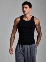Washed Ribbed Tank Top | Puslu Siyah