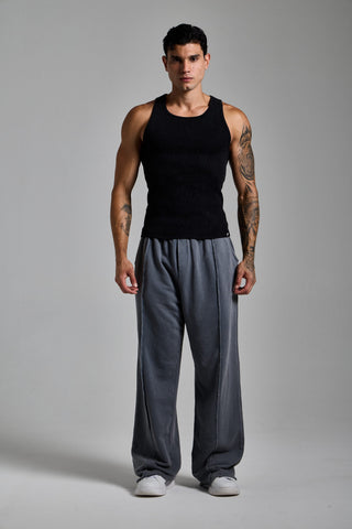 puslu siyah erkek washed ribbed tank top passion athletics