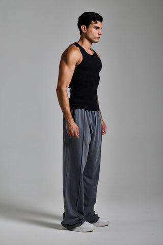 puslu siyah erkek washed ribbed tank top passion athletics