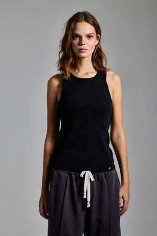 puslu siyah kadin washed ribbed tank top passion athletics