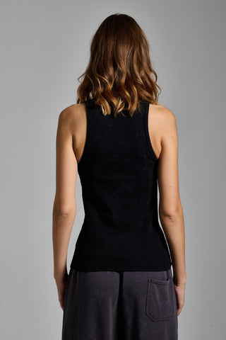 puslu siyah kadin washed ribbed tank top passion athletics