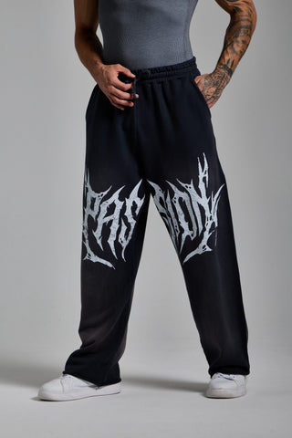 puslu siyah erkek washed script jogger passion athletics