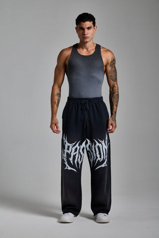 puslu siyah erkek washed script jogger passion athletics