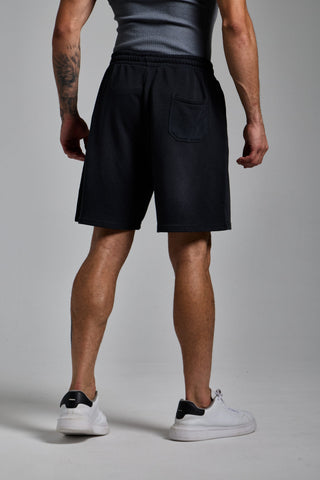 puslu siyah erkek washed script shorts passion athletics