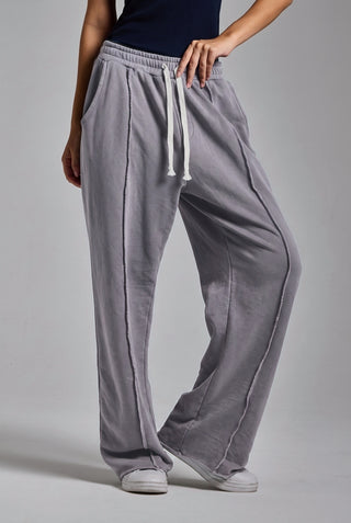 Washed Stripe Jogger Gri kadın yandan
