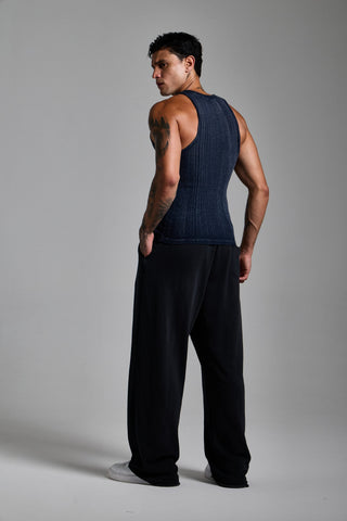 puslu siyah erkek washed stripe jogger passion athletics